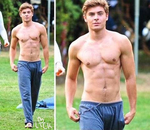 A nice sized bulge from Zac Efron I am too busy staring at his hot bare 